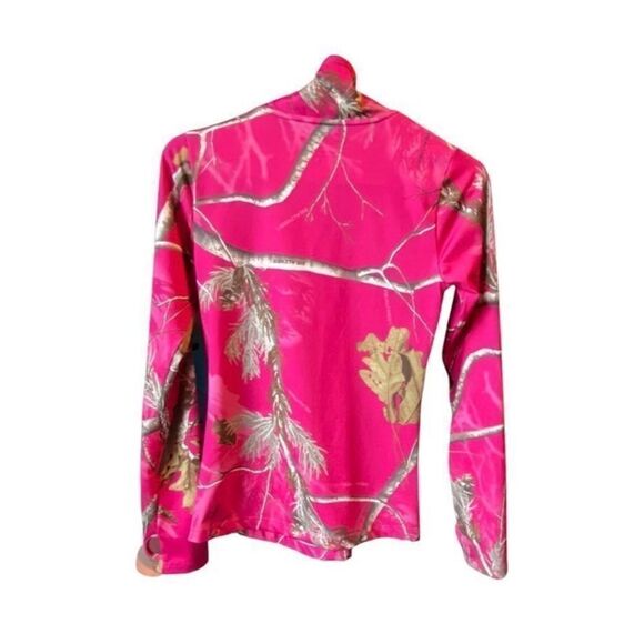 RealTree Pink Hunting Camo 1/2 Zip Long Sleeve Thumb Holes Pullover Size Small - Picture 2 of 12